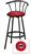 1 - 29" Black Metal Finish Bar Stool with backrest Featuring the Chicago Cubs MLB Team Logo Decal on a Red Vinyl Covered Seat Cushion