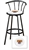 1 - 29" Black Metal Finish Bar Stool with backrest Featuring the Pittsburgh Pirates MLB Team Logo Decal on a White Vinyl Covered Seat Cushion