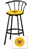 1 - 29" Black Metal Finish Bar Stool with backrest Featuring the Pittsburgh Pirates MLB Team Logo Decal on a Yellow Vinyl Covered Seat Cushion