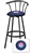 1 - 29" Black Metal Finish Bar Stool with backrest Featuring the Texas Rangers MLB Team Logo Decal on a Blue Vinyl Covered Seat Cushion