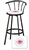 1 - 29" Black Metal Finish Bar Stool with backrest Featuring the Cincinnati Reds MLB Team Logo Decal on a White Vinyl Covered Seat Cushion