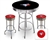 3 Piece Black Pub/Bar Table Featuring the Toronto Blue Jays MLB Team Logo Decal with a glass top and 2 Red Vinyl Team Logo Decal Swivel Stools