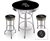 3 Piece Black Pub/Bar Table Featuring the Chicago White Sox MLB Team Logo Decal and 2 Black Vinyl Team Logo Decal Swivel Stools