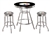 3 Piece Black Pub/Bar Table Featuring the Pittsburgh Steelers NFL Team Logo Decal and 2-29" Grey Vinyl Team Logo Decal Swivel Stools