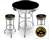 New 3 Piece Bar Table Set Includes 2 Swivel Seat Bar Stools featuring Polly Gas Theme with Black Seat Cushion