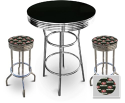 3 Piece Pub/Bar Table Set with 2 – 29” Swivel Stools Featuring San Francisco 49ers NFL Fabric Covered Seat Cushions