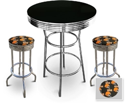 3 Piece Pub/Bar Table Set with 2 – 29” Swivel Stools Featuring Cleveland Browns NFL Fabric Covered Seat Cushions