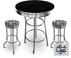 3 Piece Pub/Bar Table Set with 2 – 29” Swivel Stools Featuring San Diego Chargers NFL Fabric Covered Seat Cushions