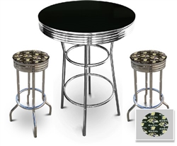 3 Piece Pub/Bar Table Set with 2 – 29” Swivel Stools Featuring Baltimore Ravens NFL Fabric Covered Seat Cushions