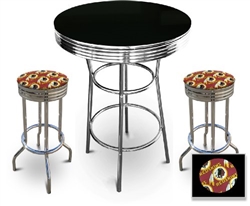 3 Piece Pub/Bar Table Set with 2 – 29” Swivel Stools Featuring Washington Redskins NFL Fabric Covered Seat Cushions