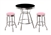 3 Piece Pub/Bar Table Set with 2 – 29” Swivel Stools Featuring Baby Pink Vinyl Covered Seat Cushions