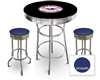 New Gasoline Themed 3 Piece Chrome Bar Table Set with 2 Stools Featuring American Gasoline Logo Theme and Seat Cushion Color