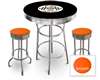 New Gasoline Themed 3 Piece Chrome Bar Table Set with 2 Stools Featuring Fat Boys Gasoline Logo Theme and Seat Cushion Color