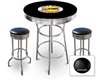 New Gasoline Themed 3 Piece Chrome Bar Table Set with 2 Stools Featuring Hot Rod Premium Logo Theme and Seat Cushion Color