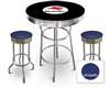 New Gasoline Themed 3 Piece Chrome Bar Table Set with 2 Stools Featuring Hot Rod Premium Logo Theme and Seat Cushion Color