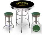 New Gasoline Themed 3 Piece Chrome Bar Table Set with 2 Stools Featuring Hot Rod Premium Logo Theme and Seat Cushion Color