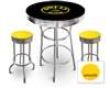 New Gasoline Themed 3 Piece Chrome Bar Table Set with 2 Stools Featuring Hot Rod Premium Logo Theme and Seat Cushion Color