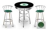 New Gasoline Themed 3 Piece Chrome Bar Table Set with 2 Stools Featuring Dino Gasoline Logo Theme and Seat Cushion Color