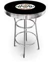 New Vintage Gasoline Themed 42" Tall Chrome Metal Bar Table with Black Table Top Featuring Fat Boys Gasoline Logo Theme!