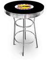 New Vintage Gasoline Themed 42" Tall Chrome Metal Bar Table with Black Table Top Featuring Hot Rod Supreme Logo Theme!