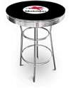 New Vintage Gasoline Themed 42" Tall Chrome Metal Bar Table with Black Table Top Featuring Mobil Gas Logo Theme!