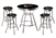 5 Piece Black Pub/Bar Table Featuring the Atlanta Falcons NFL Team Logo Decal and 4-29" Swivel Seat Colored Vinyl Covered Cushions with Team Logo Decals - Glass Top Option