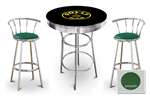New Gasoline Themed 3 Piece Chrome Bar Table Set with 2 Stools Featuring Polly Gas Logo Theme and Seat Cushion Color