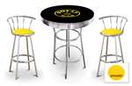 New Gasoline Themed 3 Piece Chrome Bar Table Set with 2 Stools Featuring Polly Gas Logo Theme and Seat Cushion Color