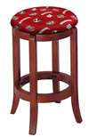 1 - 24" Tall Wood Bar Stool with a Cherry Finish Featuring a Badgers Football Team Logo Fabric Covered Swivel Seat Cushion