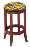 1 - 24" Tall Wood Bar Stool with a Cherry Finish Featuring a Bruins Hockey Team Logo Fabric Covered Swivel Seat Cushion