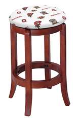 1 - 24" Tall Wood Bar Stool with a Cherry Finish Featuring a Buckeyes Football Team Logo Fabric Covered Swivel Seat Cushion