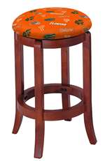 1 - 24" Tall Wood Bar Stool with a Cherry Finish Featuring a Gators Football Team Logo Fabric Covered Swivel Seat Cushion
