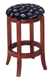 1 - 24" Tall Wood Bar Stool with a Cherry Finish Featuring a Lions Nittany Football Team Logo Fabric Covered Swivel Seat Cushion