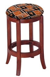 1 - 24" Tall Wood Bar Stool with a Cherry Finish Featuring a Longhorns Football Team Logo Fabric Covered Swivel Seat Cushion