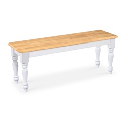 Wood Bench in a Natural and White Finish - Country Farmhouse Style Dining Bench