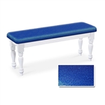 Blue Glitter Vinyl White Finish Wooden Dining Bench