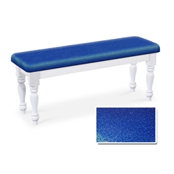 Blue Glitter Vinyl White Finish Wooden Dining Bench