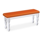 Orange Vinyl White Wooden Dining Bench