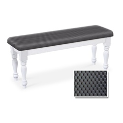 Silver  Textured Vinyl White Finish  Wooden Dining Bench