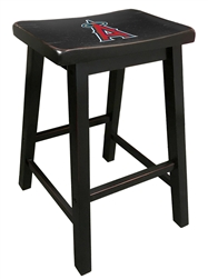 1 - 29" Tall Wood Bar Stool In a Black Finish Featuring the MLB Team Logo Decal of Your Choice