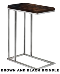 Accent End Side Table/TV Tray with a Chrome Metal Frame Featuring Your Choice of an Authentic Cowhide Covered Table Top
