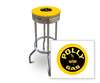 New 29" Tall Chrome Swivel Seat Bar Stool featuring Polly Gas Theme with Yellow Seat Cushion