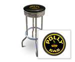 New 29" Tall Chrome Swivel Seat Bar Stool featuring Polly Gas Theme with Black Seat Cushion