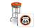 New 24" Tall Chrome Swivel Seat Bar Stool featuring Route 66 Theme with Orange Seat Cushion