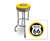 New 24" Tall Chrome Swivel Seat Bar Stool featuring Route 66 Theme with Yellow Seat Cushion