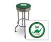 New 24" Tall Chrome Swivel Seat Bar Stool featuring Dino Gas Theme with Green Seat Cushion