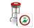 New 24" Tall Chrome Swivel Seat Bar Stool featuring Dino Gas Theme with Red Seat Cushion