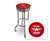 New 24" Tall Chrome Swivel Seat Bar Stool featuring Flying A Gasoline Theme with Red Seat Cushion