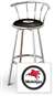 New 24" Tall Chrome Swivel Seat Bar Stool featuring Mobil Gas Theme with Black Seat Cushion