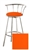 New 24" Tall Chrome Swivel Seat Bar Stool featuring an Orange Vinyl Covered Seat Cushion